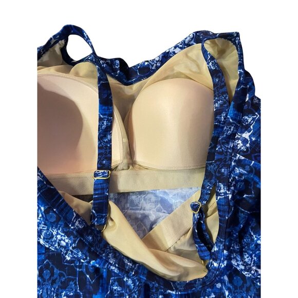 Swim 365 Tankini Top Womens 26 Used Blue White - Picture 6 of 13